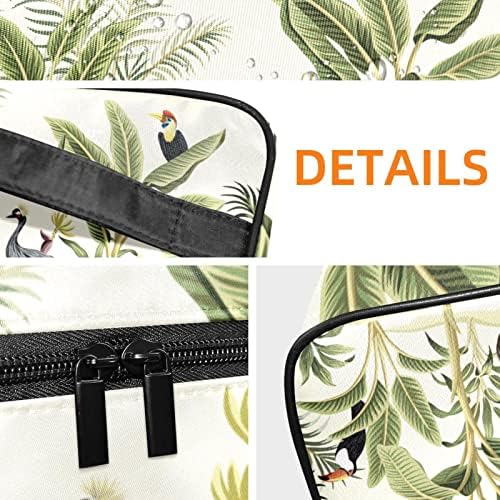 ECMRad prijenosni vrećica za šminku tropsko vintage ptice Print Veliki kapacitet sa patentnim