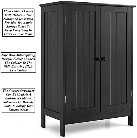 Crna 2 vrata za skladištenje kabinet Caddies ručnik posteljina toaleta za skladištenje ulaznica za skladištenje cipela Višenamjenska upotreba idealna za dnevni boravak spavaće sobe kuhinja ili kupaonica