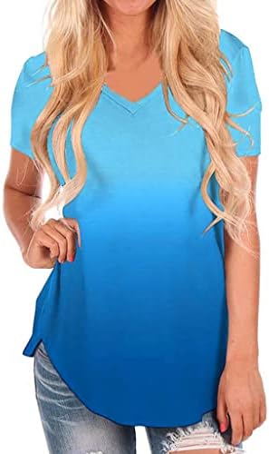 Ženski ljetni vrhovi, žene V izrez T majice kratka latica rukav casual labavi fit osnovni modni bluza Tunic