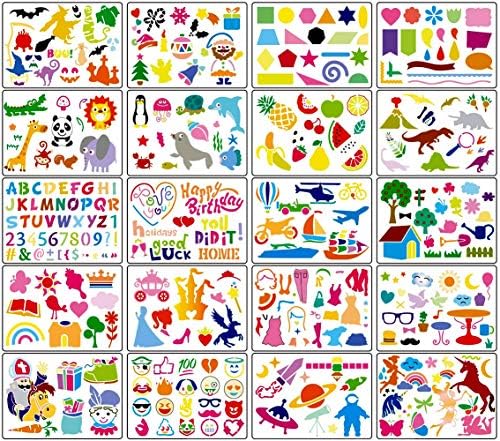 JOYAHO 20 komada set šablona za crtanje za djecu, 300+ uzoraka Plastic Painting Stencil Kit Šabloni za crtanje