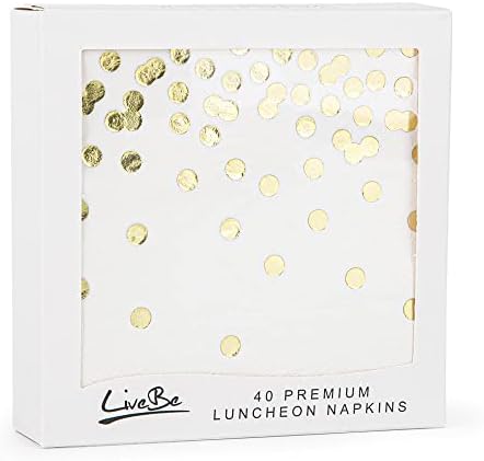 40 pakovanje bijelih papirnatih koktel salveta sa zlatnom folijom konfeti na točkice,potrepštine za zabavu