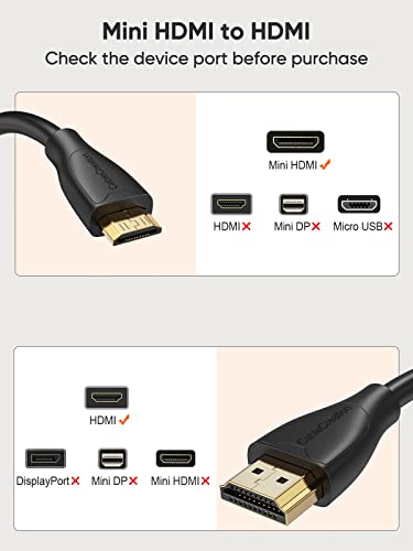 CableCreation Mini HDMI do HDMI kabela 6FT + HDMI adapter muški za ženski 2pack 90 i pretvarač 270 stepeni