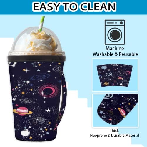 Universe Space Star Planet ledeni rukav za kafe na rukavu za hladne napitke pića, za višekratna ručica od neoprena sa ručkom za 32oz šalice za kafu