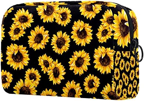 Tbouobt pokloni za muškarce Žene šminke torbe toaletne torbice Male kozmetičke vrećice, crtani suncokret cvjetni vintage moderni
