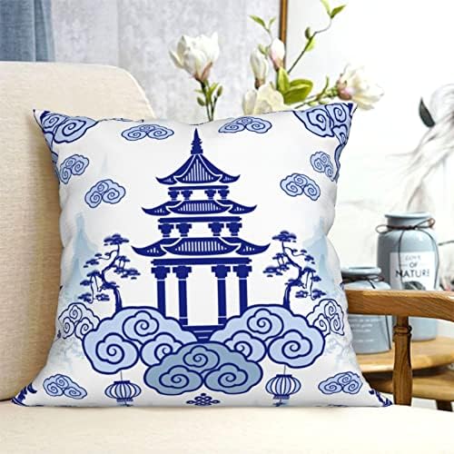 Bzkier Chinoiserie jastuk za pokrov za jastuke Plavi povoljni stil oblaci bacaju jastuk 18x18 inčni