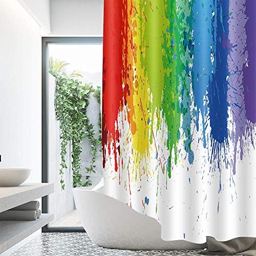 Earvo prskanje grafiti za zavjese za tuširanje duga duža boja boje u boji poliesterska tkanina sa kukama 72x72