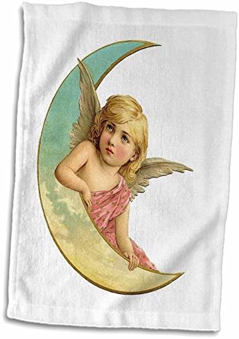 3Droza Florene Angels and Cherubs - Slika viktorijanskog anđela na četvrt mjesecu - ručnici