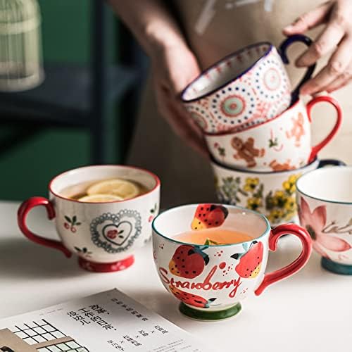 Paerduo 14 oz Ručno oslikana keramička kupa kafe Jumbo šolja čaj mlijeko za žitarice za kuhinju