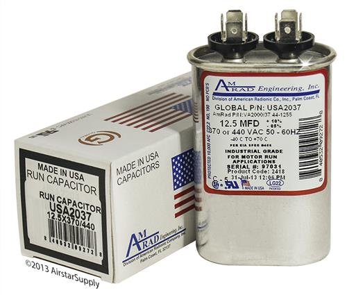 Genteq Z97F9080 - 12.5 Uf 370/440 Volt volt VAC AmRad Oval Run kondenzator, proizveden u SAD-u.