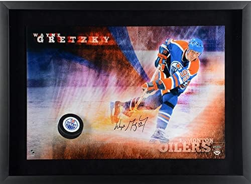 Wayne Gretzky Edmonton Oiller Umraženi autografirani 16 x 24 pucao fotografija - gornja paluba