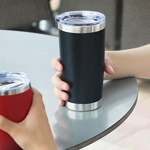 TDYDDYU 12 pakovanje 20 oz vakuumski izolovana čaša za kafu sa dvostrukim zidom od nerđajućeg čelika putna šolja za kafu sa poklopcem, izdržljiva izolovana šolja za kafu premazana prahom za hladne & amp; topli napici