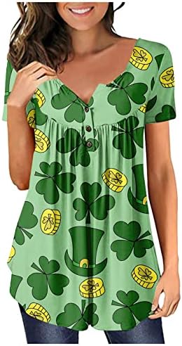 Dan St. Patricke Ljetne haljine za žene 2023 cvjetna print casual majica s kratkim rukavima dugme uživo