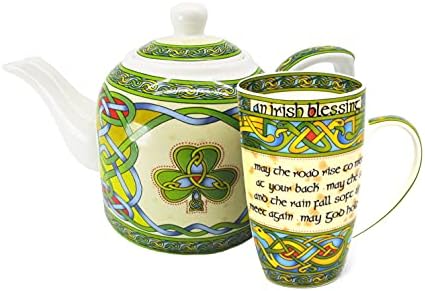 Royal Tara Shamrock pakirani set od 1 Shamrock porculan čajnik i 1 irski bokvica za irsko tkanje