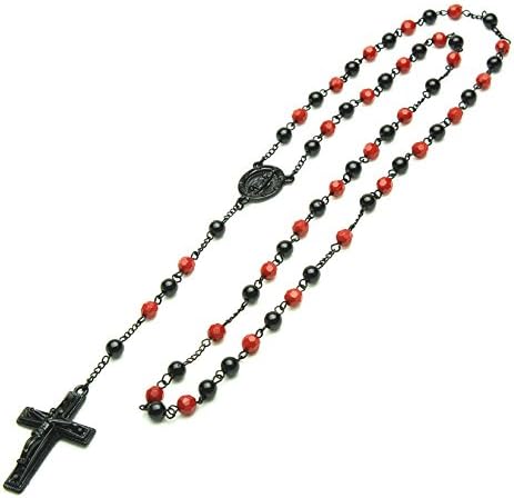 metaltree98 Moda brojanica crna crvena Perla Guadalupe & amp; Isus krst 28 brojanica ogrlica HR 600