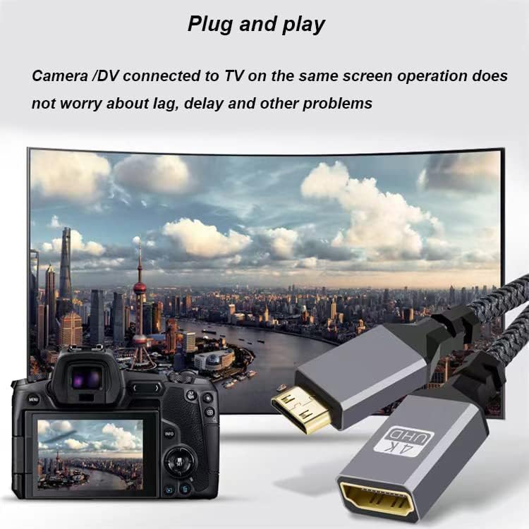Mini HDMI na HDMI Adapter, [2-Pack] 4K 60Hz Mini HDMI muški na HDMI ženski kabl HDR 3D 18Gbps