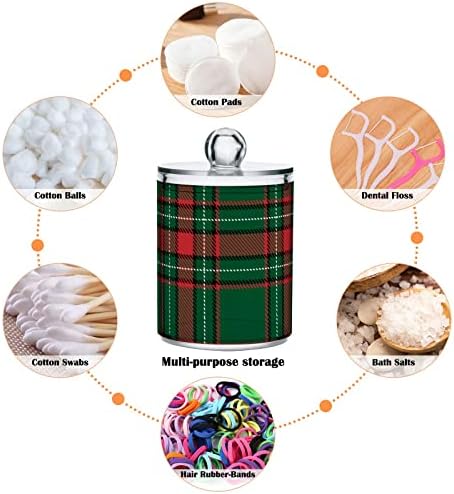 Tartan škotska 2 pamuk pamuk swab držač kuglice organizator plastični pamučni jastučići limenke
