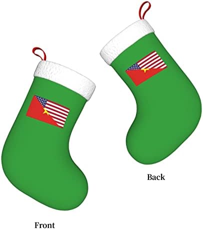 TZT Američka zastava i Vijetnamska zastava Božićne čarape, Xmas Holiday Party pokloni za ukrašavanje porodičnih kuća za odmor 18-inčni