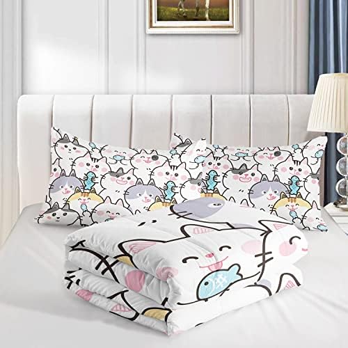 Cvhouse Kawaii Mač posteljina Kraljica, Kawaii CAT posteljina za djevojke Dječja djeca, Cartoon Slatka mačka