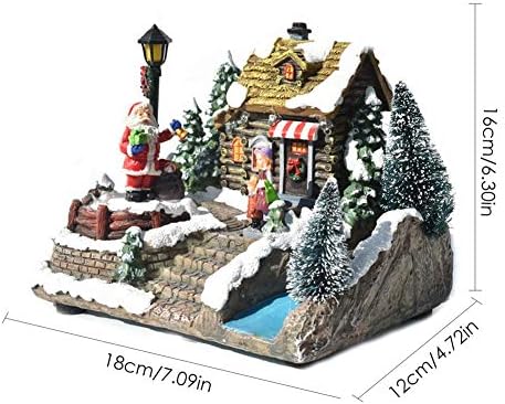 HJK Božić scena selo ornament ukras, Božić Ornamnet sa USB i baterije Dual izvor energije, Led rasvjeta,