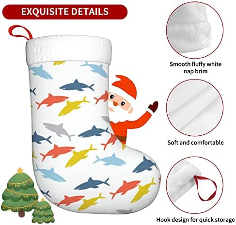 Austenstern Božićne čarape Šarene male morske psove dvostrane kamine viseći čarape