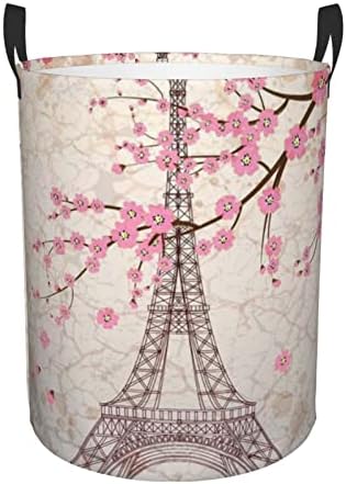 Paris Eiffelov Toranj Flowers Blooming Printing Velika Korpa Za Veš Sa Ručkom Sklopiva Vodonepropusna