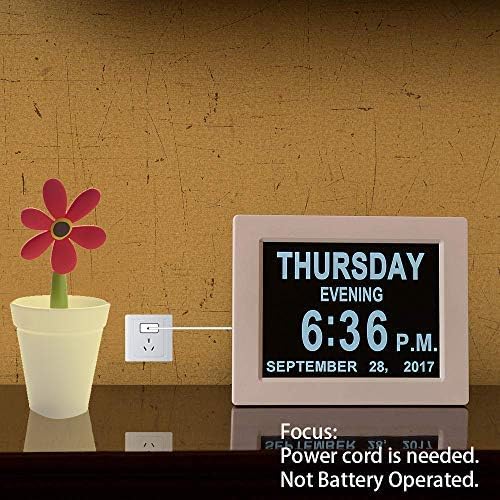JALL 【nadograđeno】 digitalni kalendar Dan alarma sat - sa 8 velikim ekranom, am pm, 5 alarmom, za izuzetno velike osobe sa oštećenim vidom, starije osobe, demenciju, za radni sto, zidni, bijeli