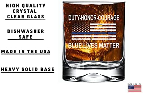 Rogue River Tactical Thin Blue Line Honor Duty Courage Old Fashioned Whisky Glass Poklon Za Policajca