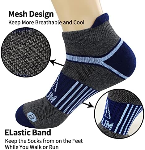 Bioaum obložene muške čarape za gležanj veličine 10-13, 6 pari pamučnih atletskih sportskih prozračnih čarapa