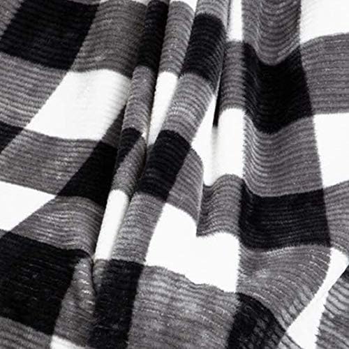 SafDie & Co. Flannel tiskana rebrasta 48x60 Bijela ploča ultra meko meko bacanje, crna - 65903.z.06