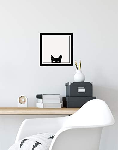 Buyartforless Work Framed Curiosity Cat Jon Bertelli 11x11 Art Print zidni dekor crno-bijele fotografije Kitty Kitten viri