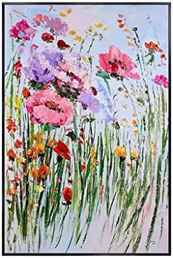 ZJHYXYH ručno oslikano šareno ružičasto cvijeće pejzažno slikarstvo debeli nož Artwork platno ulje za