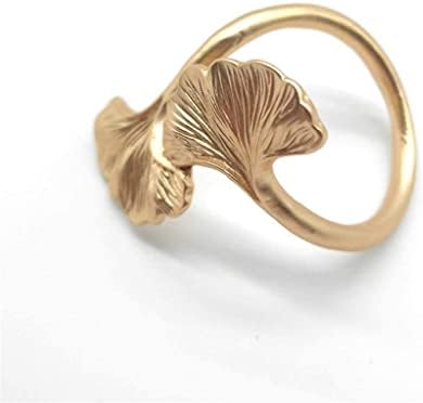 Ganfanren 6pcs Ginkgo list metalna kopča, ružičasto zlato prsten sa salvetom, (boja: a, veličina
