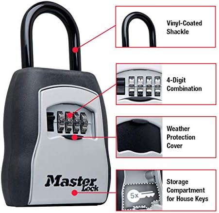 Master Lock 5400EC zaključana kutija, 5 Ključni kapacitet, crna i 5401D Podesite vlastitu kombiniranu kutiju za zaključavanje zida, 5 Ključni kapacitet, crni