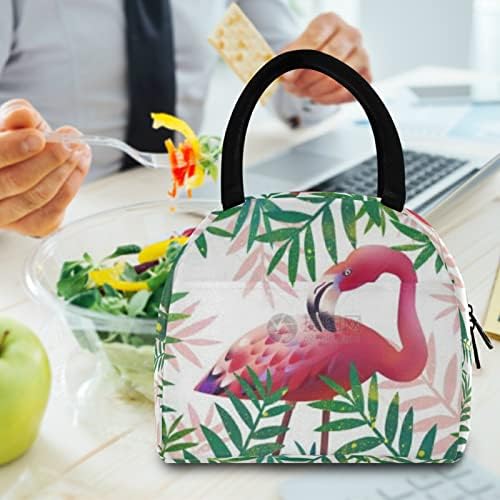 ALAZA Flamingo i ostavlja torba za ručak tote izolovane hladnjače torbe za višekratnu upotrebu kutija za ručak prijenosni za žene djeca muškarci djevojčice dječaci Zamrzivi držač za ručak za školski rad