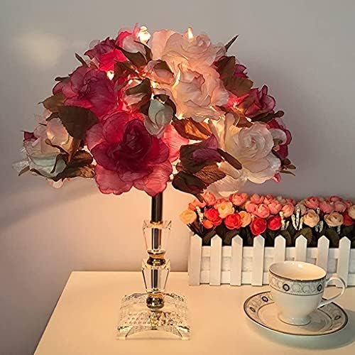 Liruxun Rose Cvijet kristalna stola svjetiljka vjenčana poklon kreativna vjenčanica vjenčanica duga svijetla ukras toplim spavaćim lampom