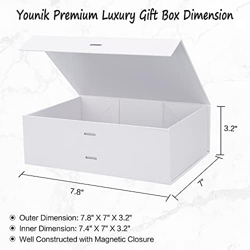Younik luksuzna Poklon kutija sa leptir mašnom 7, 8x7x3, 2 kutija za djeveruše mladoženja, Bijela