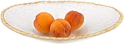 Badash Goldedge staklena posuda za serviranje - 12 x 8 ovalna ručno izrađena dekorativna staklena posuda sa zlatnim listovima-potpuno sigurna za hranu za slatkiše, voće, orašaste plodove