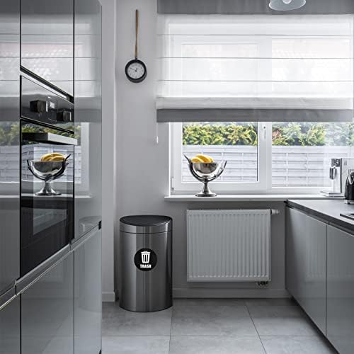 Grevosea 6 komada naljepnica s logotipom za recikliranje i smeće, naljepnica za recikliranje za smeće može organizirati vodootporne naljepnice za sortiranje smeća za zatvorene prostore & amp; Vanjska kućna kuhinjska kancelarija Greeen & amp; Crna 5 inča
