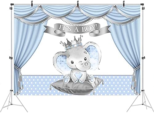 Ticuenicoa 7x5ft To je dječak plava slonova za bebe za bebe svježe princ srebrne zavjese babyshower