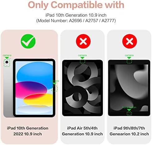 Wenlaty Case kompatibilan sa iPadom 10. generacijom 2022 10,9 inča sa olovkom, tankim zaštitnim poklopcem s jasnom stražnjom školjkom za iPad 10. Gen A2696 A2757 A2777, Automatsko buđenje / spavanje, ružičasta