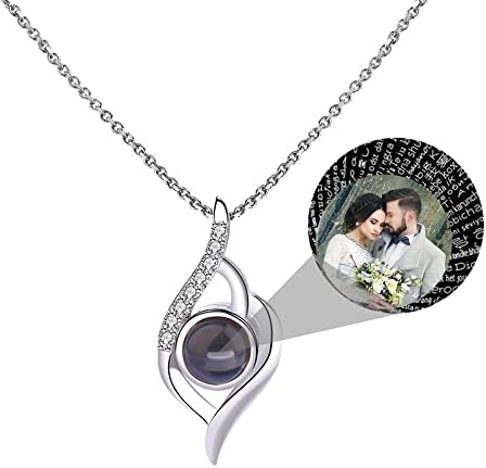 Prilagođena projekcijska ogrlica sa slikom unutar personalizirane fotografije ljubavna projekcija srca ogrlice 100 jezika Volim te 925 Sterling Srebrna ljubavna ogrlica Nakit za njene romantične poklone
