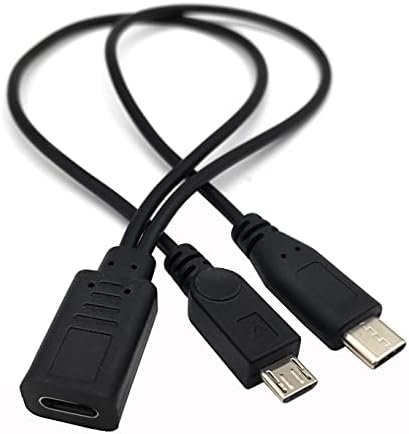 Traovien USB C kabl za razdvajanje, USB Tip C ženski na muški i Micro USB muški Y razdjelnik Produžni kabl za punjenje za Galaxy S5 i9600 S4 I9500 Note2