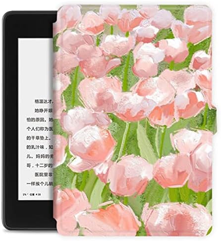 Futrola za 6 Kindle Paperwhite, TPU Smart Cover siguran za vodu sa automatskim spavanjem / buđenjem za Kindle Paperwhite 2018 EReader, Pink tulipani