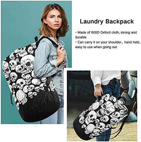 Horror Skull torba za veš za teške uslove rada ruksak za veš sa naramenicama i ručkama putna torba za veš