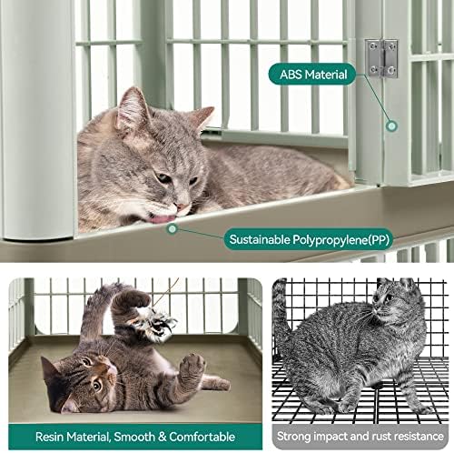 YITAHOME 41 2-slojni kavez za mačke sanduk za mačke sa bravama za vrata i dnom, dizajn sa troja vrata plastični kavez za tvorove veliki kavez za zečeve zatvoreni kavez za činčile kavezi za male životinje Catio sa točkovima i merdevinama