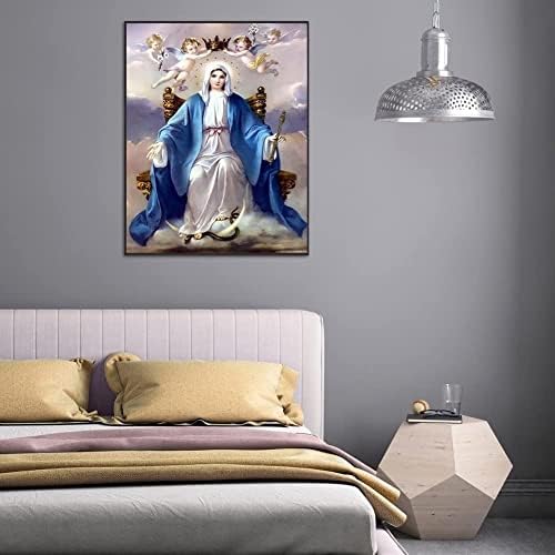 5D dijamantska slika puna bušilica za damu od GUADALUPE Djevice Marije 16x20 inča okrugle bušenje Dijamantna umjetnost za odrasle i djecu savršeno za opuštanje i kućni zidni dekor 3