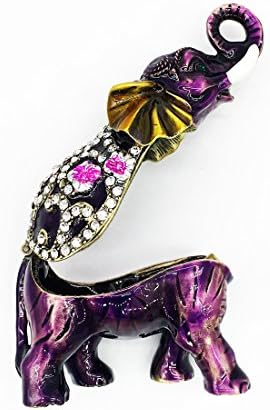 Valcer & amp;F Purple elephant šarkama Trinket kutija Bejeweled ručno oslikana prsten držač životinja