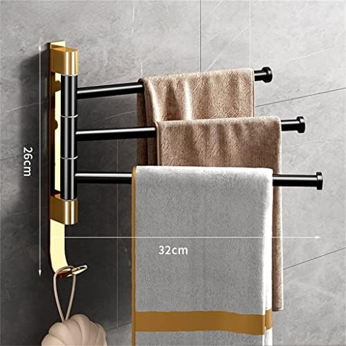 SMLJLQ rotacijski ručnik lagan luksuzni crni zlatni otvor bez kupatila aluminijumske aktivnosti sklopivi oblikovanje