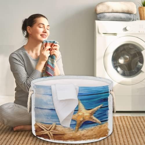 Vintage Work Starfish Okrugle košare za skladištenje basketa za pranje rublja sa ručkim košarom za
