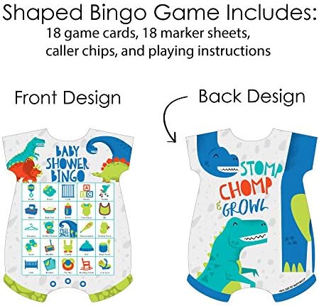Velika tačka sreće Roar Dinosaur - Picture Bingo kartice i markeri - Dino Mite Trex Baby tuš u obliku tuširanja Bingo - set od 18